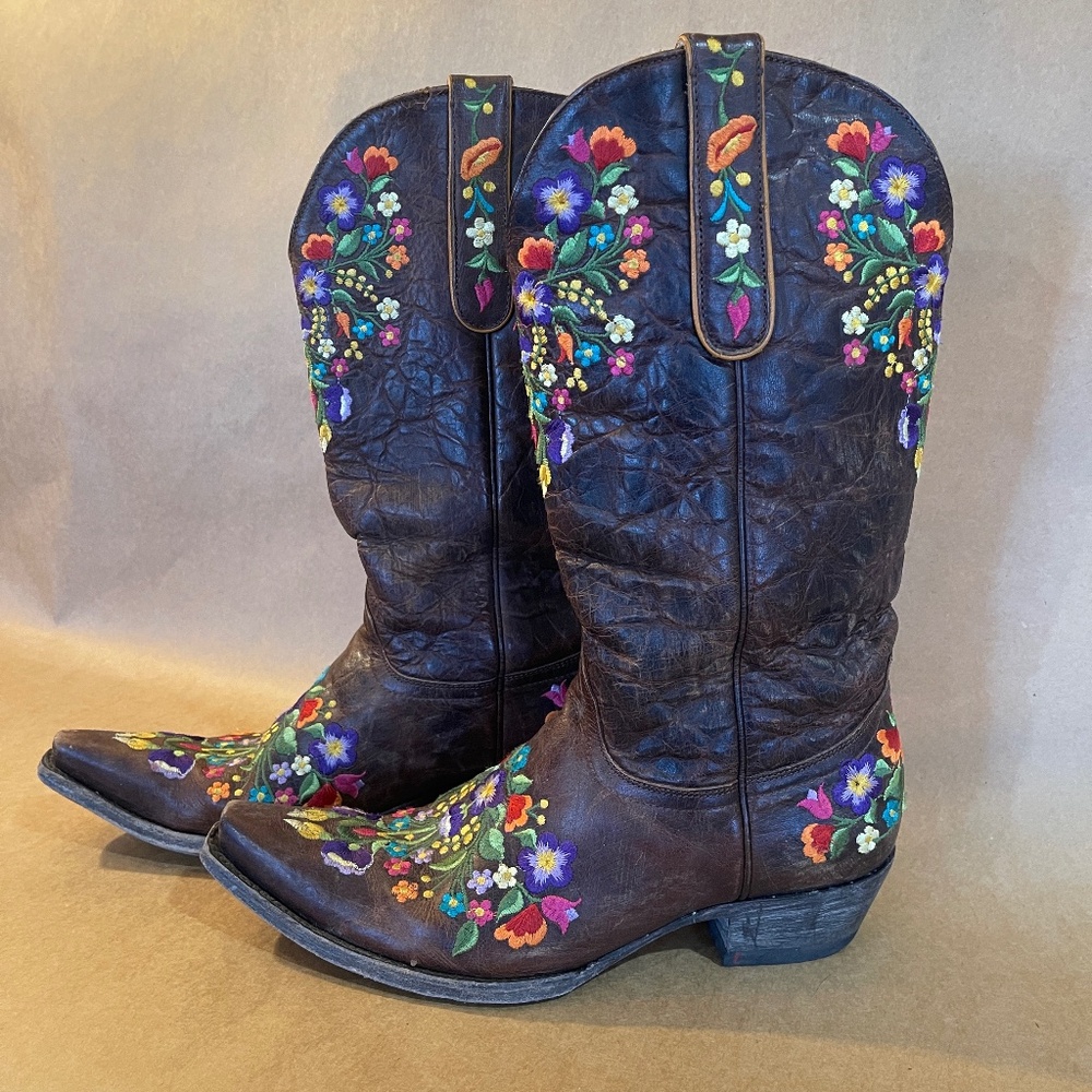 Old Gringo Brown Floral Embroidered Heeled Boots